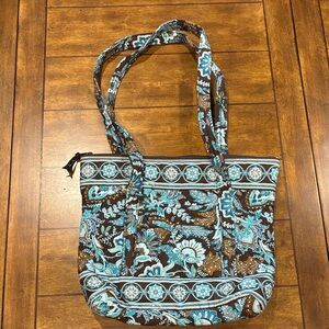 Vera Bradley Brown and Blue Floral Shoulder Bag